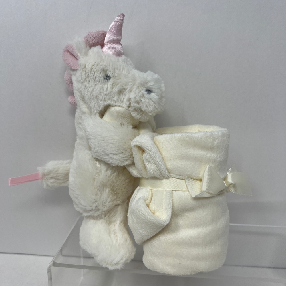 Jellycat Bashful Unicorn Soother Security Lovey White Pink Cream Plush Toy